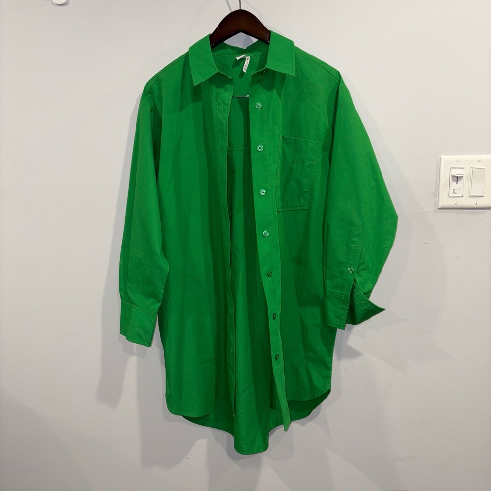 TWIK- Vibrant Green Oversized Shirt Dress